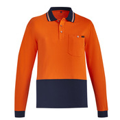 Mens Hi Vis Cotton Long Sleeve Polo